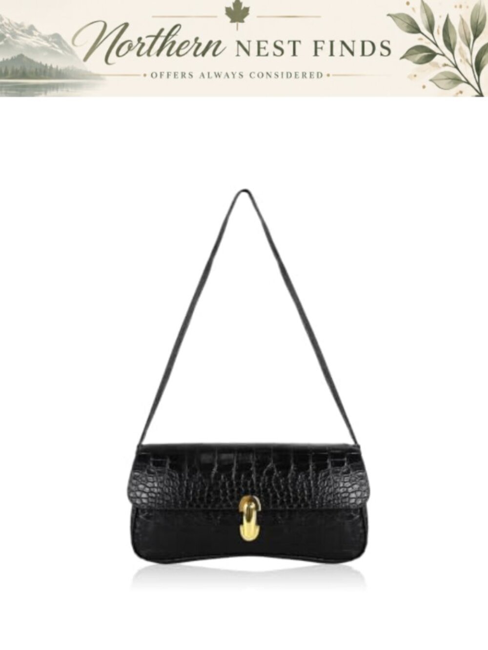 Textured PU Leather Shoulder Bag Mini Handbag Crocodile Embossed Purse